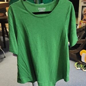Chico's Vibrant Green Short Sleeve Top